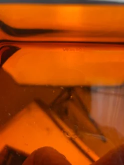 Plateau apéritif service Vereco — verre ambré fumé — France années 70