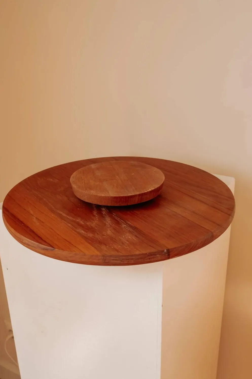 Plateau apéritif tournant « Lazy Susan » en teck