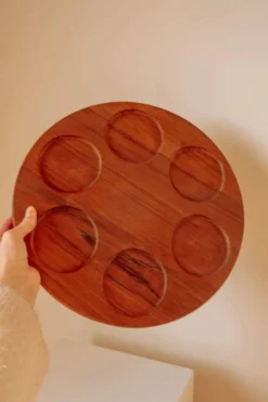 Plateau apéritif tournant « Lazy Susan » en teck