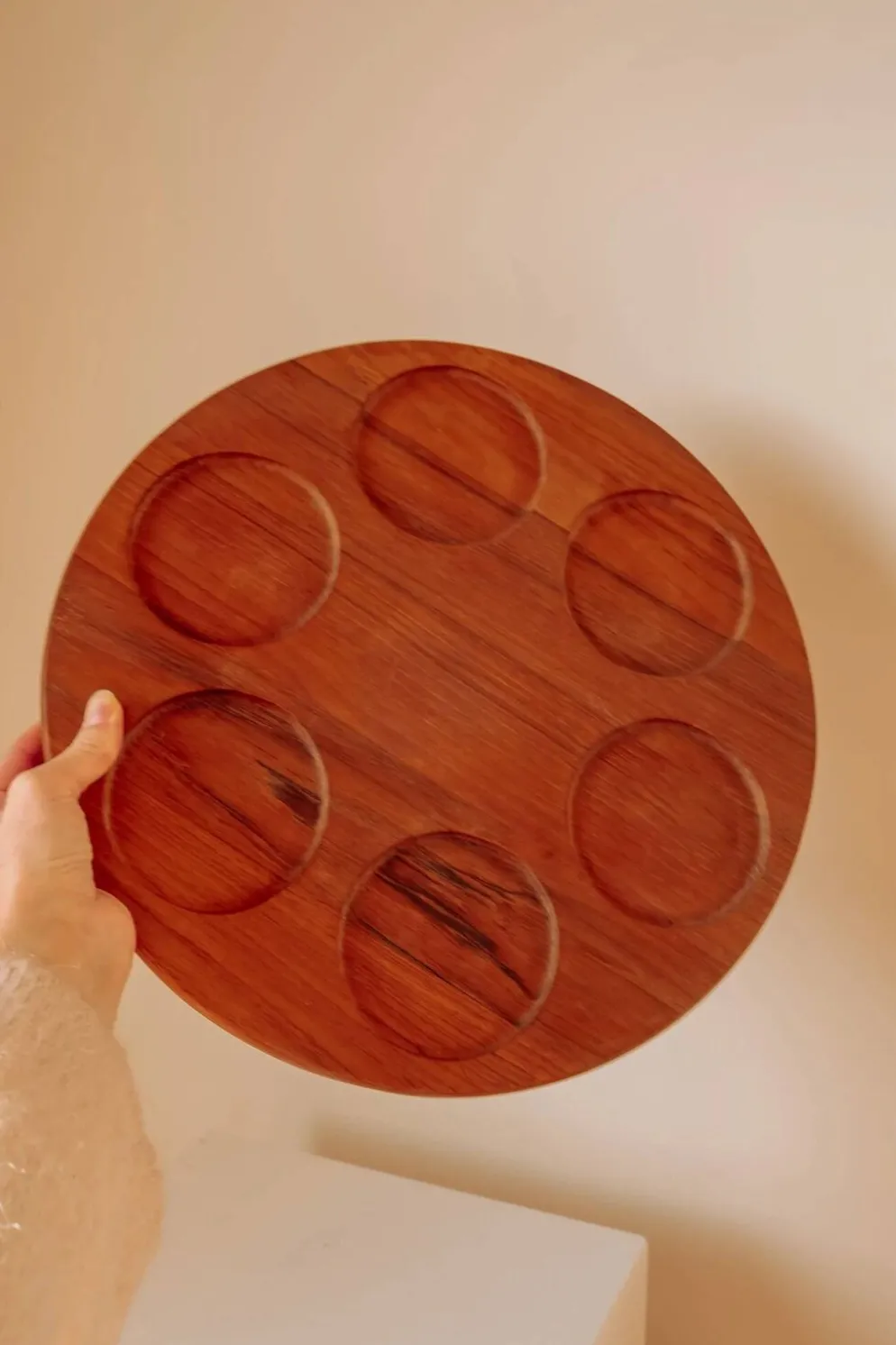 Plateau apéritif tournant « Lazy Susan » en teck