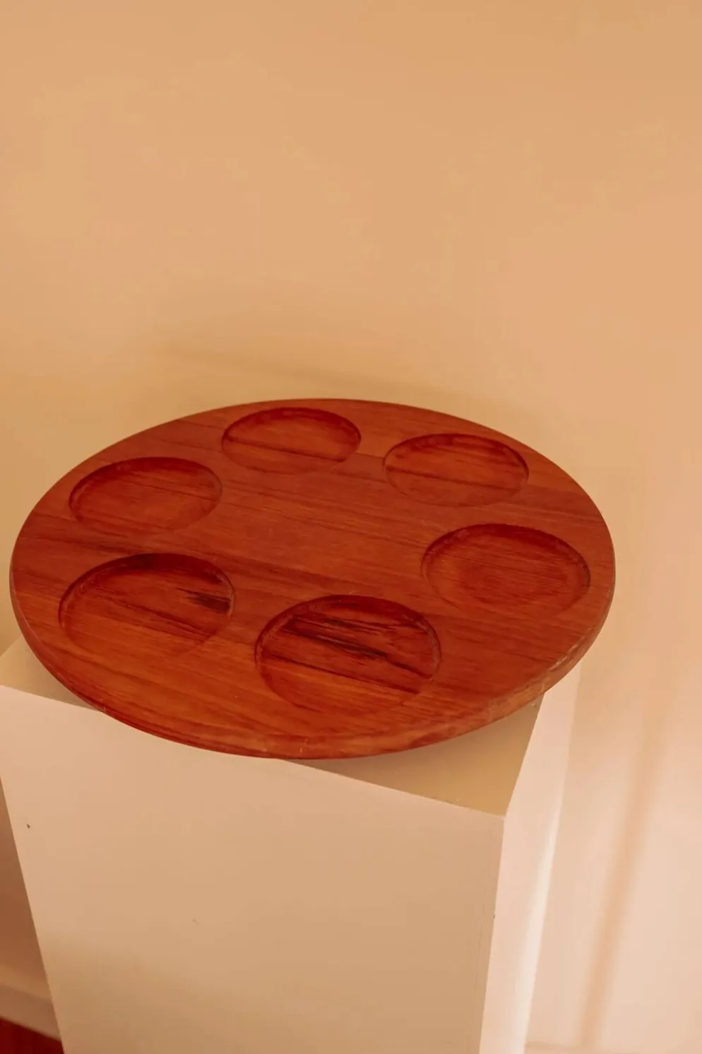 Plateau apéritif tournant « Lazy Susan » en teck