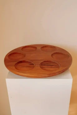 Plateau apéritif tournant « Lazy Susan » en teck