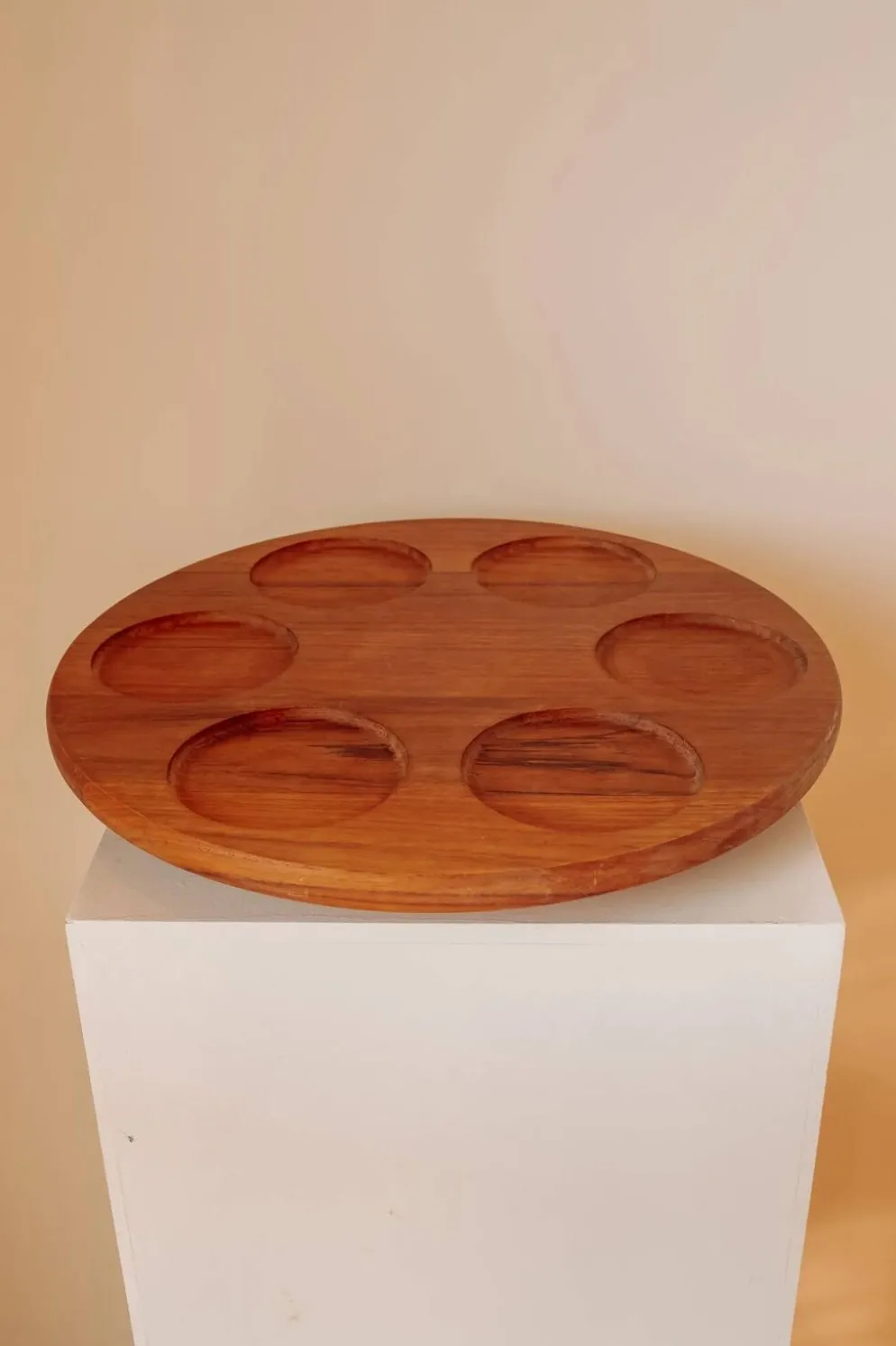 Plateau apéritif tournant « Lazy Susan » en teck