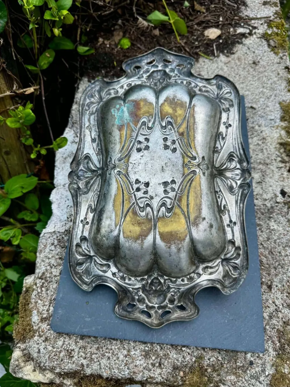 Plateau argenté Art Nouveau Jugendstil XIXe siècle