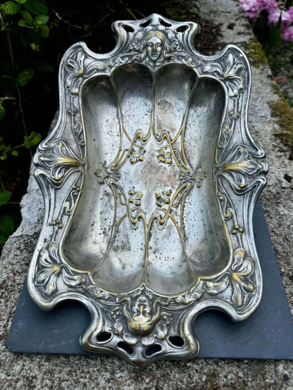 Plateau argenté Art Nouveau Jugendstil XIXe siècle