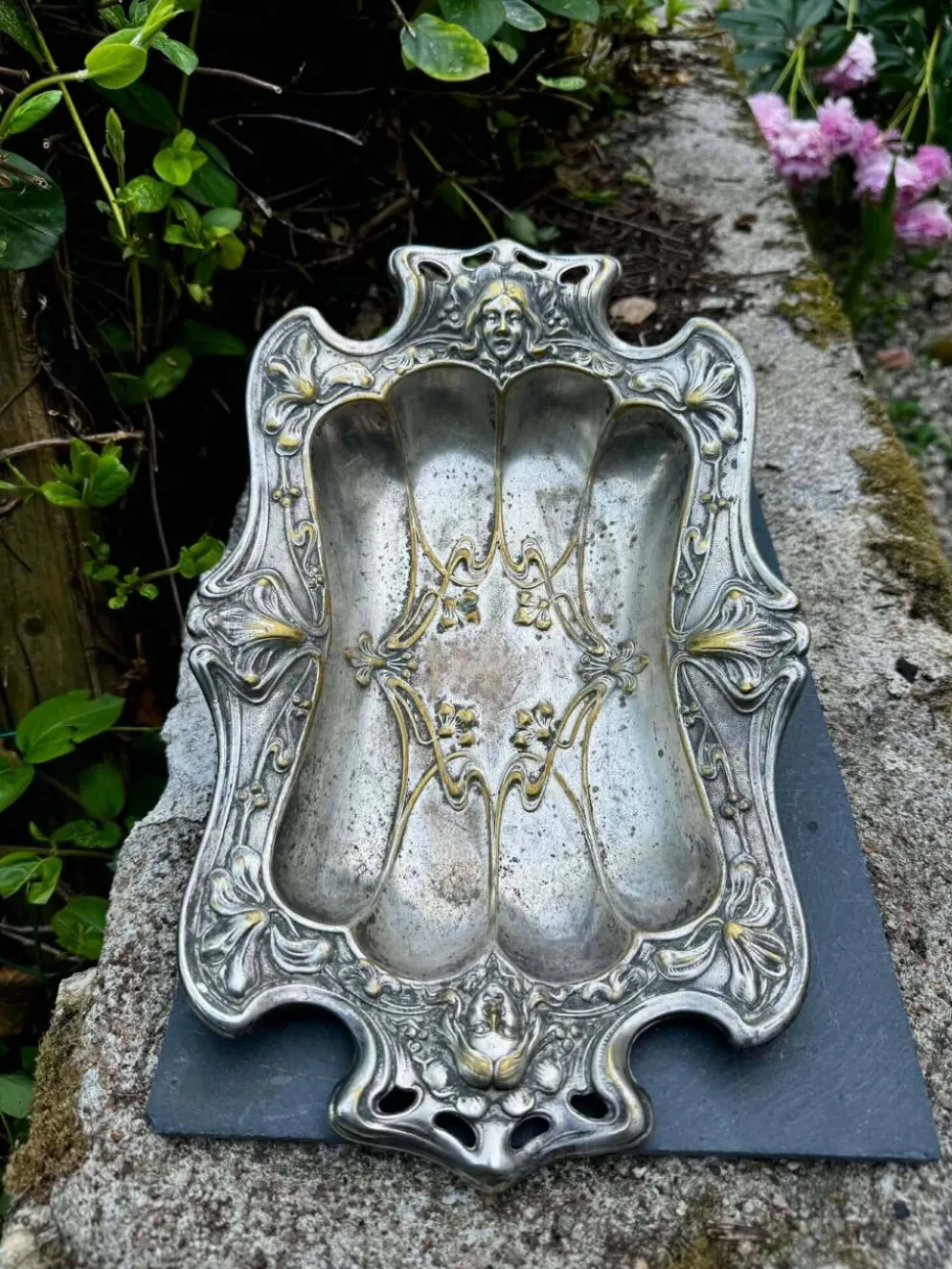 Plateau argenté Art Nouveau Jugendstil XIXe siècle