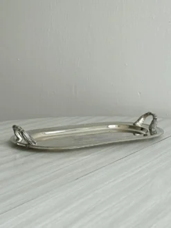 Plateau argenté vintage anses nœuds