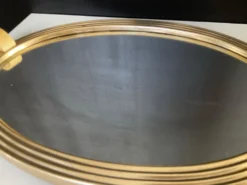 Plateau Art déco en aluminium doré bois et miroir