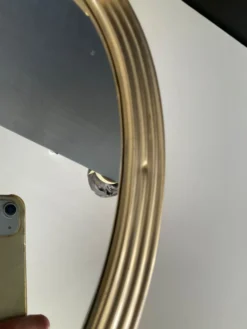 Plateau Art déco en aluminium doré bois et miroir