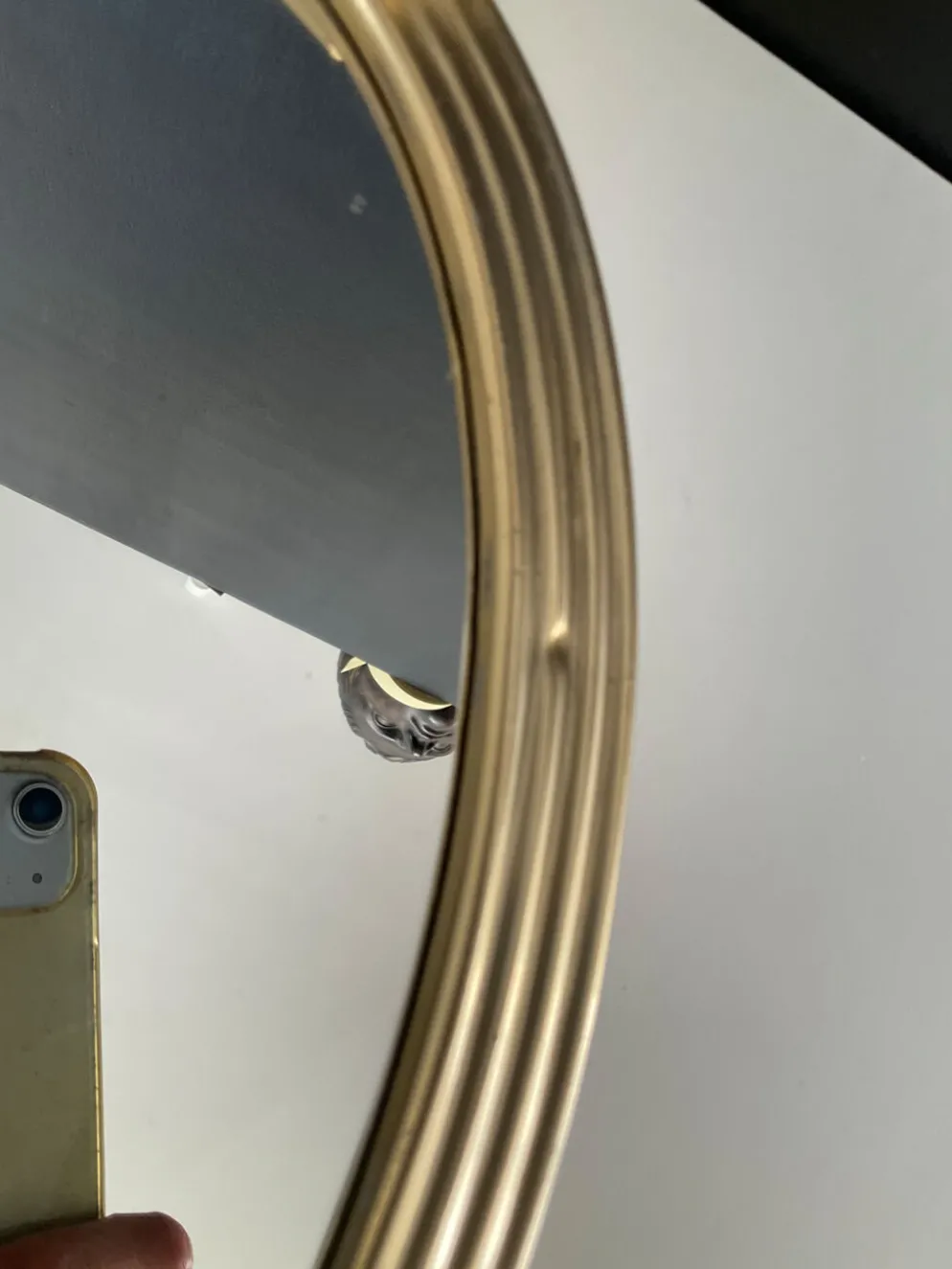 Plateau Art déco en aluminium doré bois et miroir