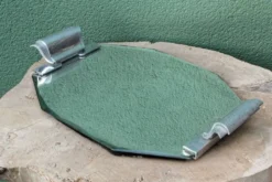 Plateau art déco en miroir biseauté, poignées chromées