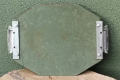 Plateau art déco en miroir biseauté, poignées chromées