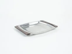 Plateau carré en acier inoxydable, design danois, années 1970, fabriqué au Danemark