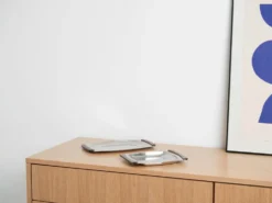 Plateau carré en acier inoxydable, design danois, années 1970, fabriqué au Danemark