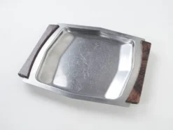 Plateau carré en acier inoxydable, design danois, années 1970, fabriqué au Danemark