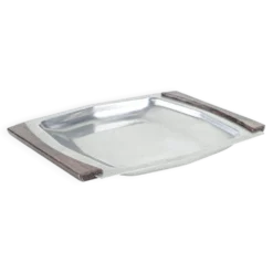 Plateau carré en acier inoxydable, design danois, années 1970, fabriqué au Danemark