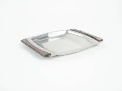 Plateau carré en acier inoxydable, design danois, années 1970, fabriqué au Danemark