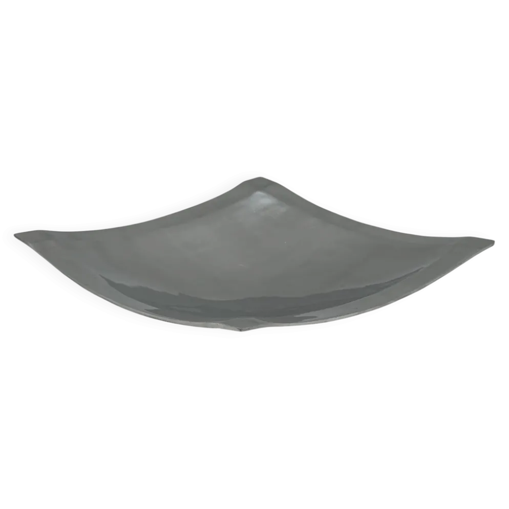 Plateau carré sculptural en aluminium brossé