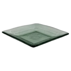 Plateau carré sculptural en verre, finition ondulée texturée