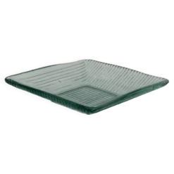 Plateau carré vintage en verre strié