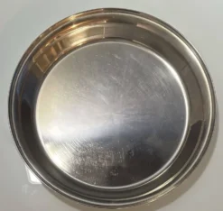 Plateau circulaire vintage en métal argenté – Fabrication Royaume Uni