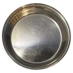 Plateau circulaire vintage en métal argenté – Fabrication Royaume Uni