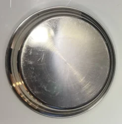 Plateau circulaire vintage en métal argenté – Fabrication Royaume Uni