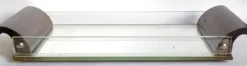 Plateau de courtoisie miroir, verre & bois exotique Art déco. Années 30