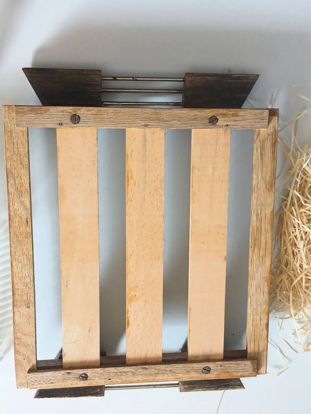 Plateau de service apéritif compartimenté en bois et verre vintage art déco