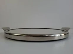 Plateau de service en chrome et miroir Art Déco tchécoslovaque, vers les années 1930.