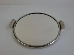 Plateau de service en chrome et miroir Art Déco tchécoslovaque, vers les années 1930.