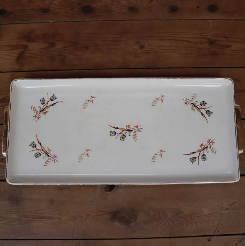 Plateau de service en porcelaine liseré doré Villeroy et Boch