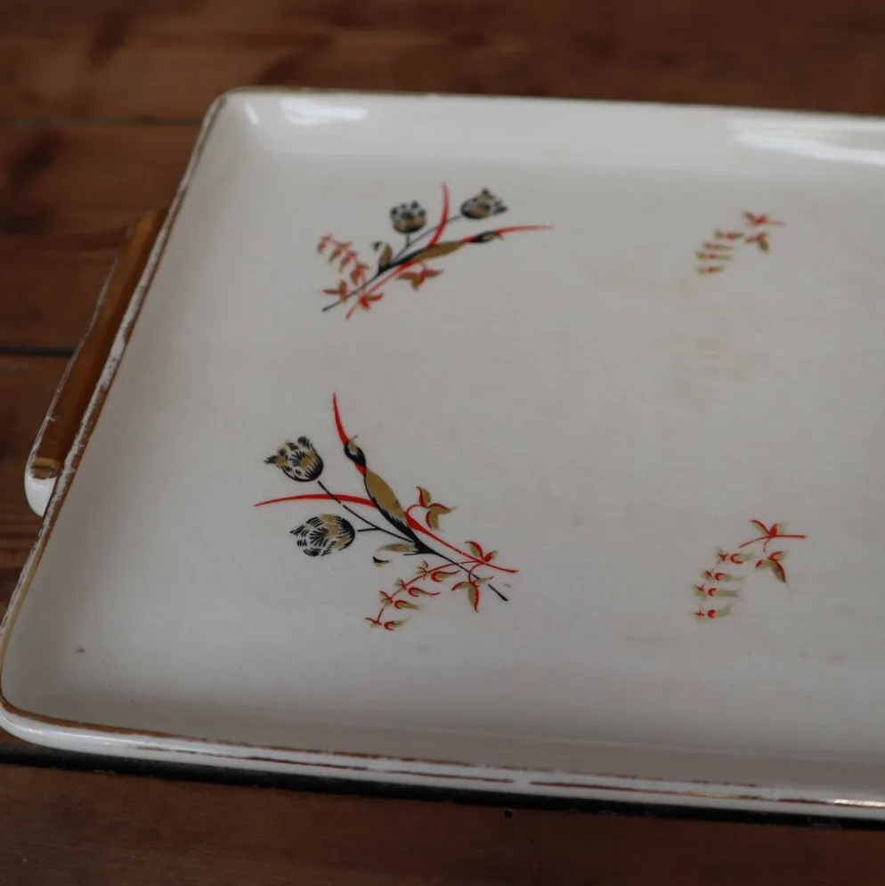 Plateau de service en porcelaine liseré doré Villeroy et Boch