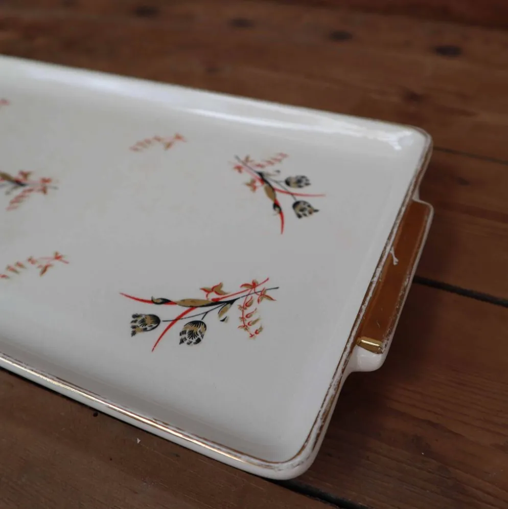 Plateau de service en porcelaine liseré doré Villeroy et Boch