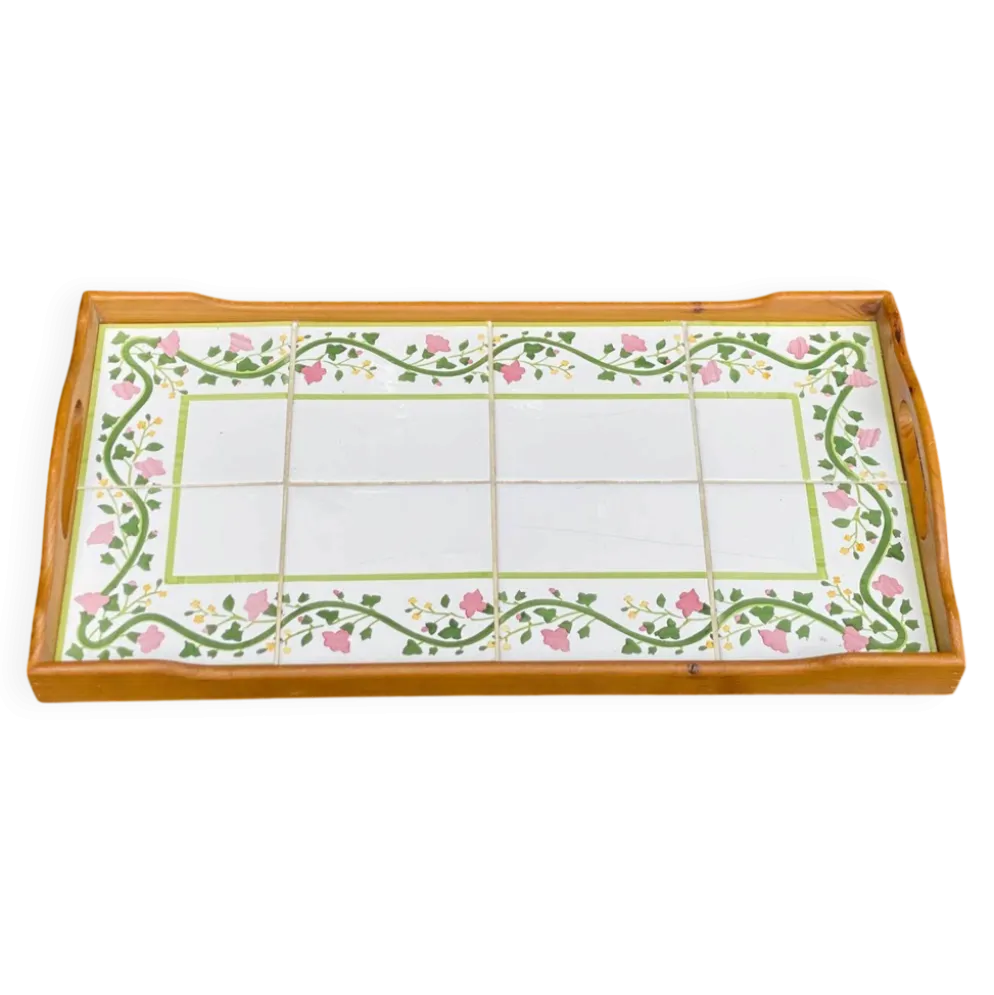 Plateau de service rectangulaire vintage rétro années 70