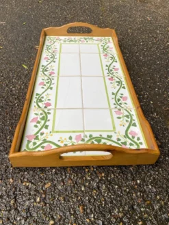 Plateau de service rectangulaire vintage rétro années 70