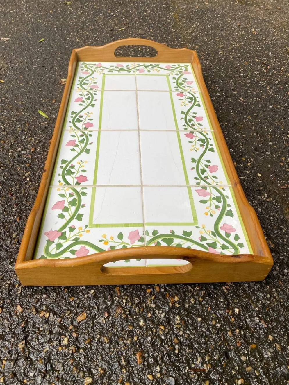 Plateau de service rectangulaire vintage rétro années 70