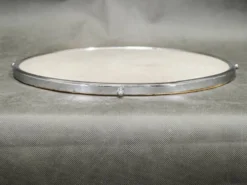 Plateau de service rond en chrome, verre et bois Art Déco, Tchécoslovaquie années 1930