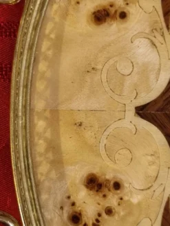 plateau de service rond en marqueterie italienne