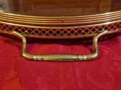 plateau de service rond en marqueterie italienne