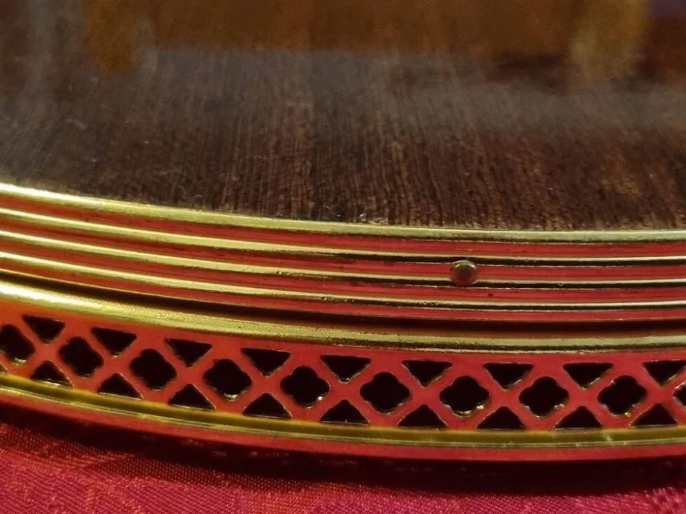 plateau de service rond en marqueterie italienne