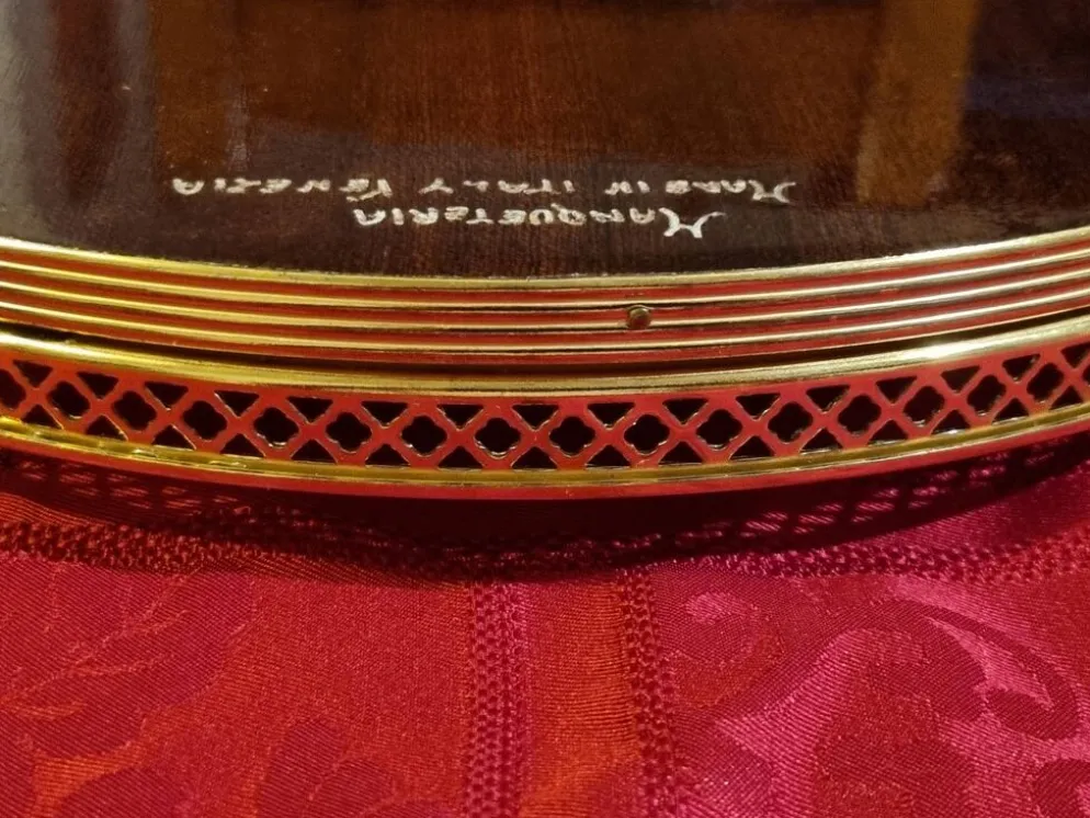 plateau de service rond en marqueterie italienne