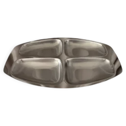 Plateau de service vintage Alessi en acier inoxydable 18/10 à quatre compartiments – Italie