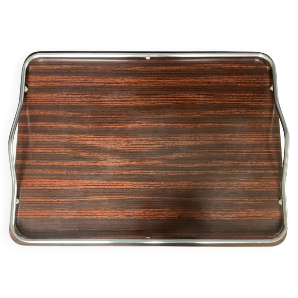 Plateau de service vintage en formica et inox