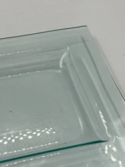 Plateau de service vintage en verre à deux compartiments