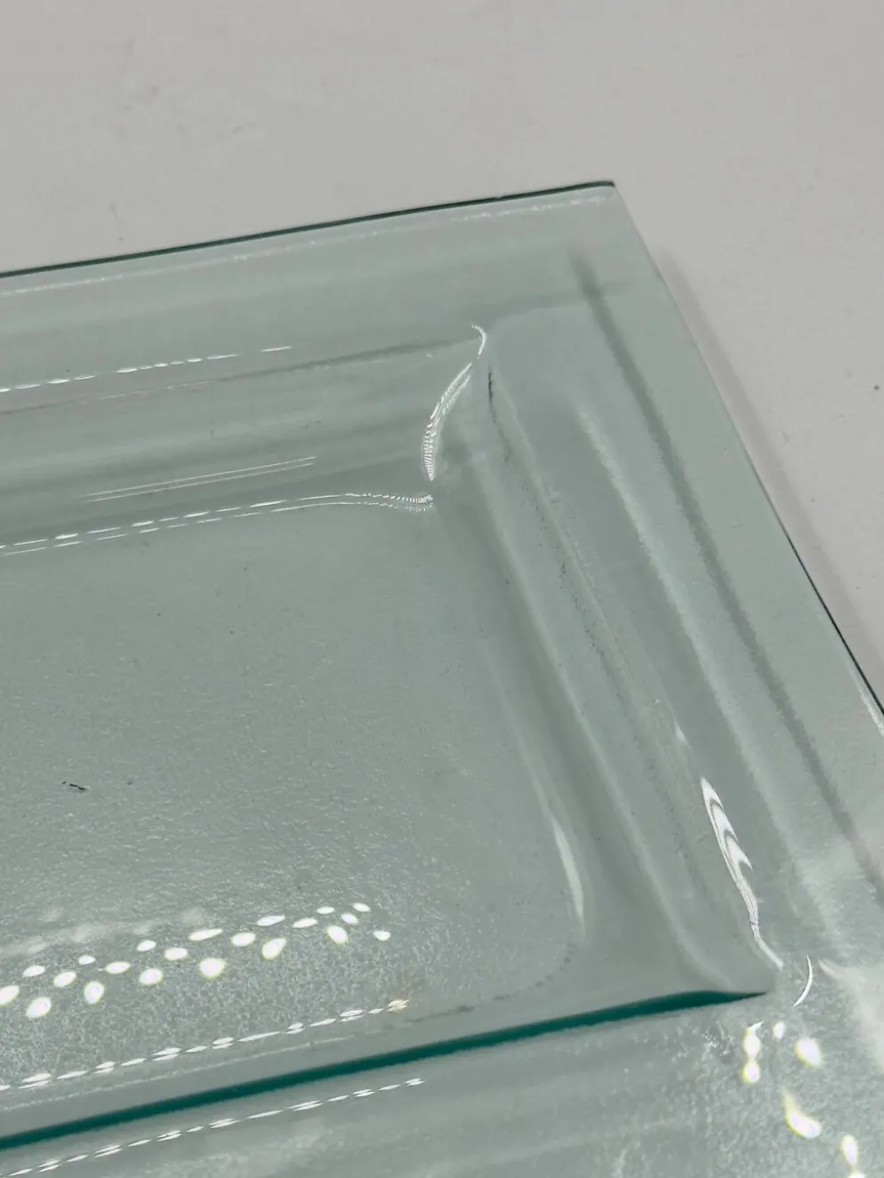 Plateau de service vintage en verre à deux compartiments