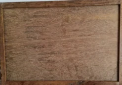 Plateau de service vintage en bois et carreaux de faïence à décor floral