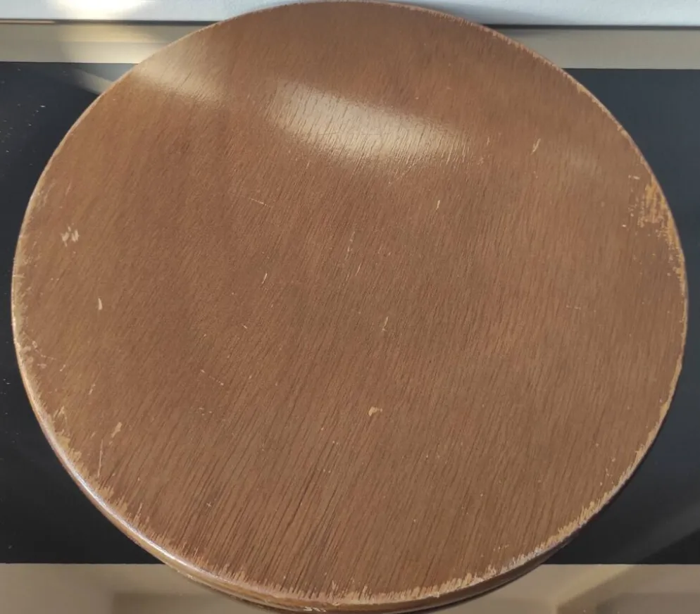 Plateau, dessous de plat brutaliste en bois et mosaïque
