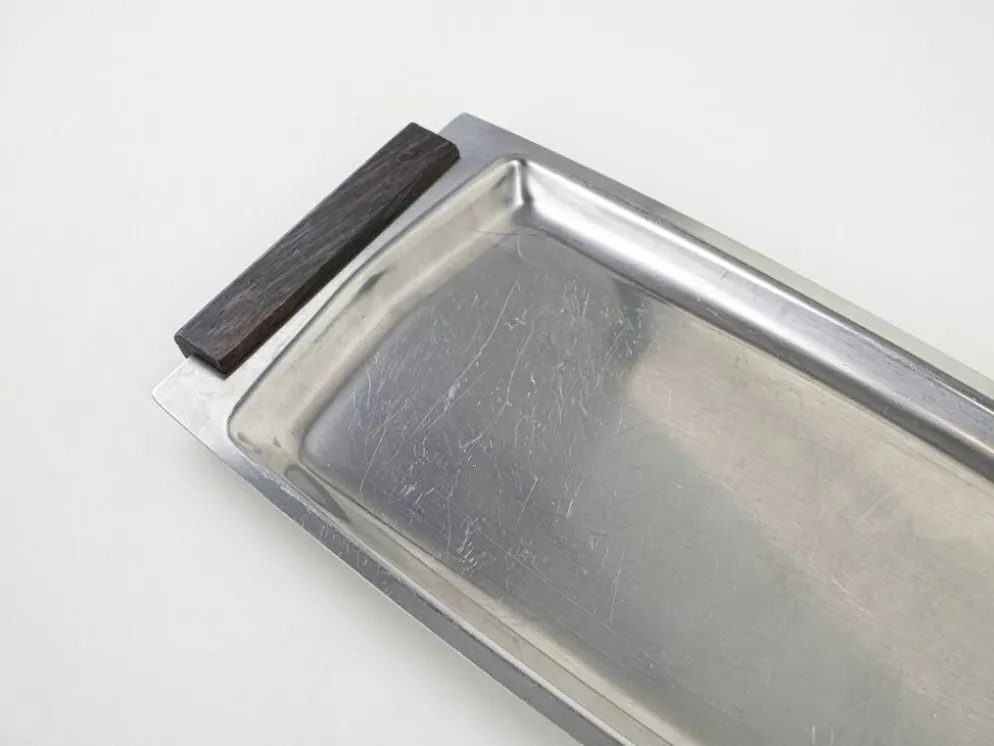 Plateau en acier inoxydable, design danois, années 1970, fabriqué au Danemark