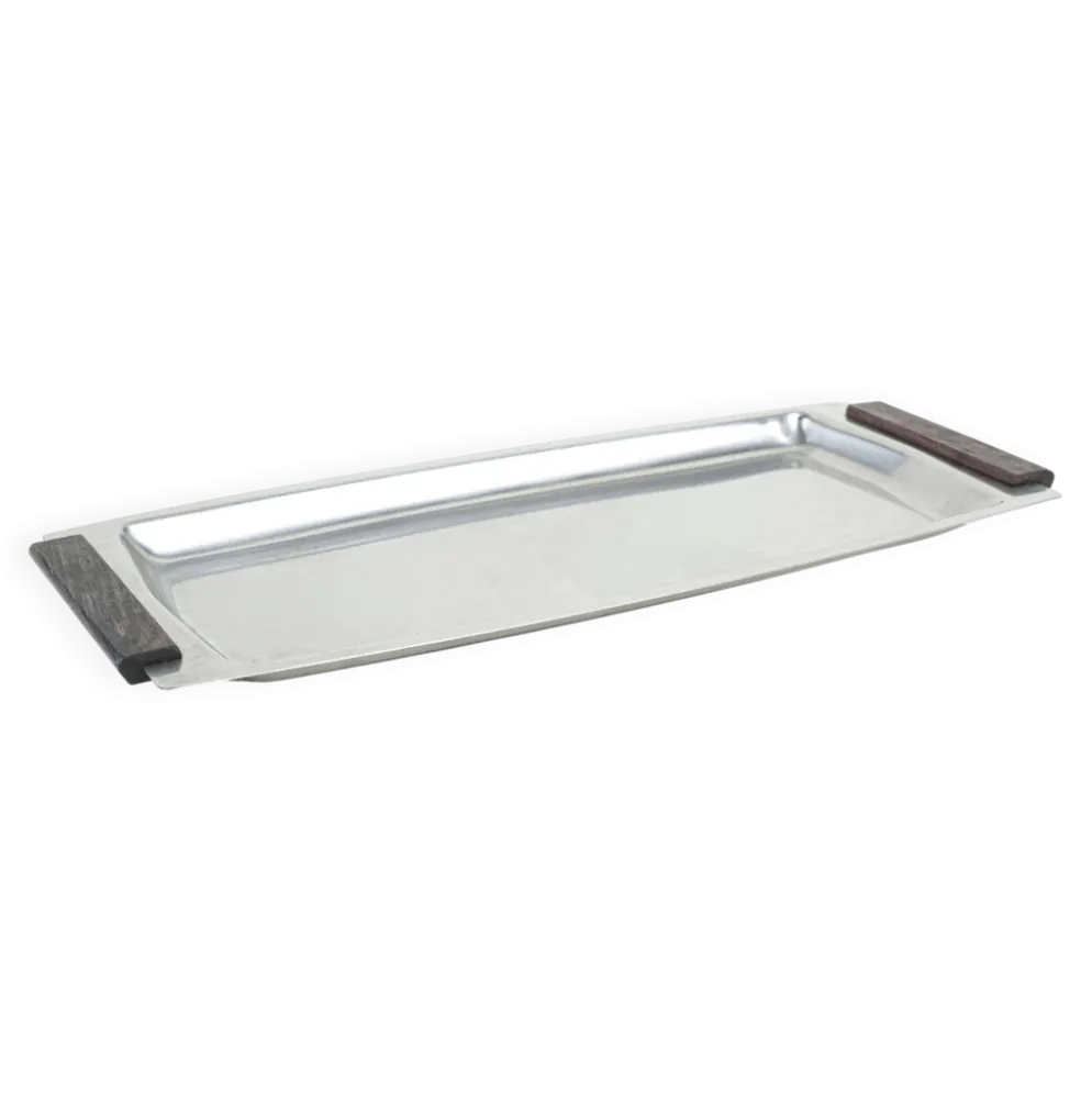 Plateau en acier inoxydable, design danois, années 1970, fabriqué au Danemark